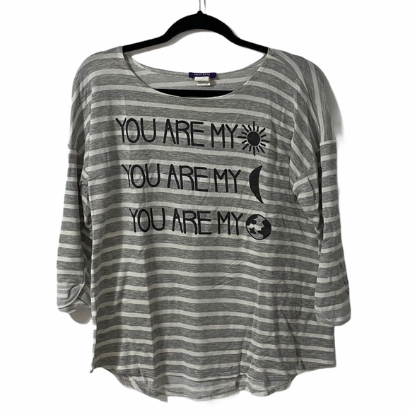 Grey & White Striped Graphic Maternity T-Shirt - Picture 1 of 5
